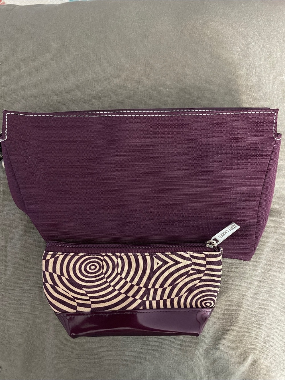 Estee Lauder Purple Cosmetic Bag Set - Solid & Patterned